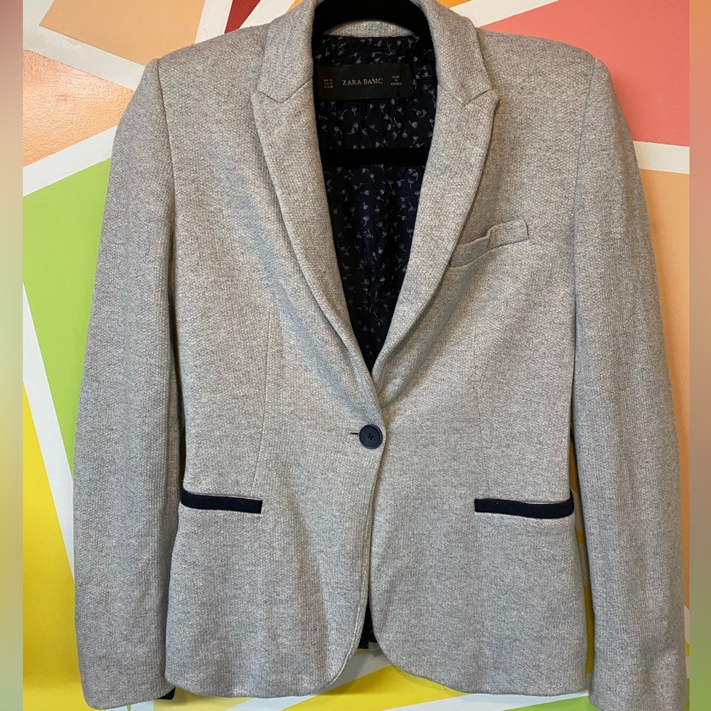 Zara Gray Blazer with Black Accents